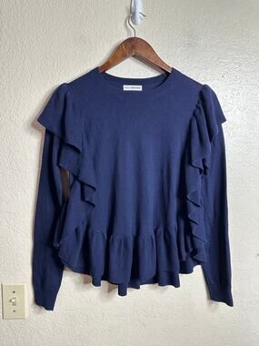 Ulla Johnson Cascading Ruffle Peplum Cotton Cashmere Knit Sweater size P/XS